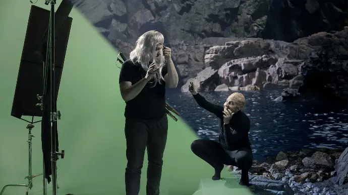 Vergleich Greenscreen zu fertigem Bild